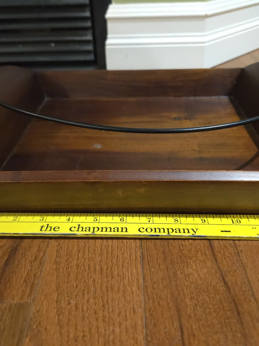 Farmhouse Style Wood & Metal Serving Tray w/ Black Swing Handle, Rooster Accent